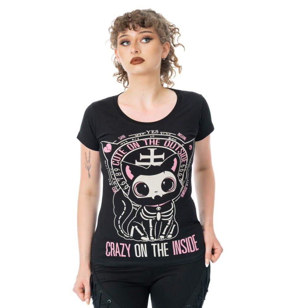 Cupcake Cult - Cute On The Outside Dames Tshirt - Zwart